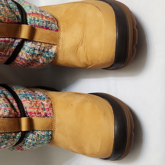 Timberland Multicolored Woven Knit Faux Fur Leather Tall boots (w size 8.5) - Picture 5 of 16